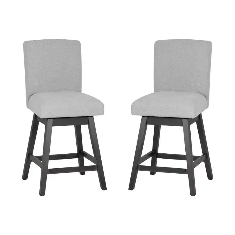 Linon Set of 2 Cyrus Swivel Counter Height Barstools Gray