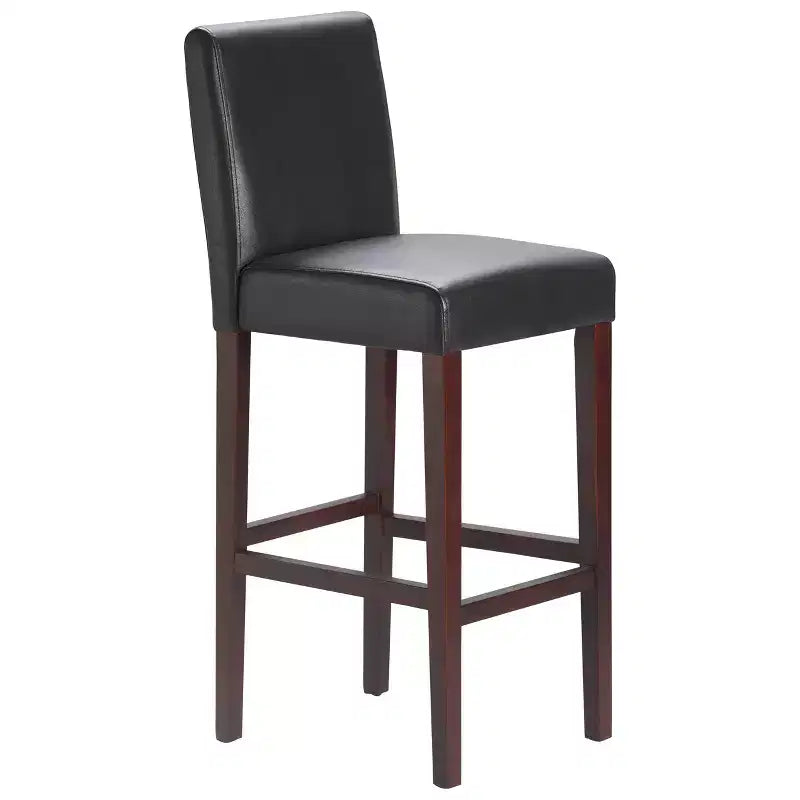 Set di 2 sgabelli da bar Liam in pelle da 75 cm Marrone Cioccolato Scuro - Serta: Struttura in legno massello, capacità 113 kg