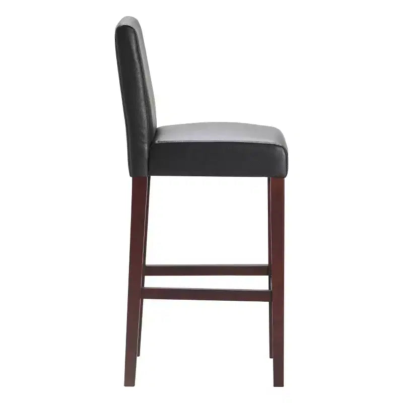 Set di 2 sgabelli da bar Liam in pelle da 75 cm Marrone Cioccolato Scuro - Serta: Struttura in legno massello, capacità 113 kg
