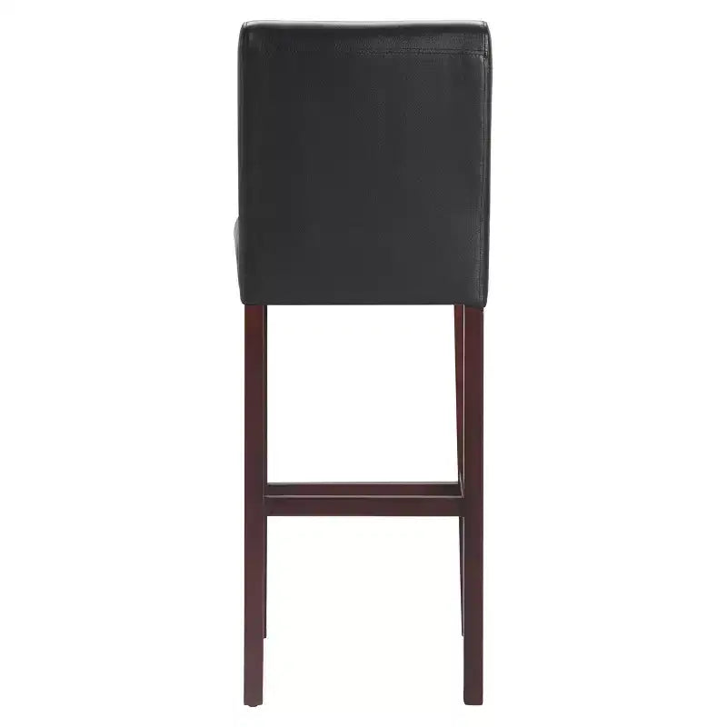 Set di 2 sgabelli da bar Liam in pelle da 75 cm Marrone Cioccolato Scuro - Serta: Struttura in legno massello, capacità 113 kg