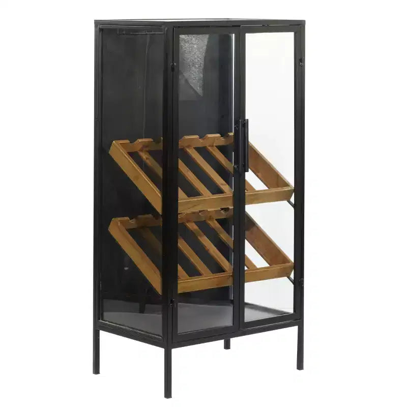 Cantinetta Portabottiglie in Legno Autoportante Contemporanea, Nera