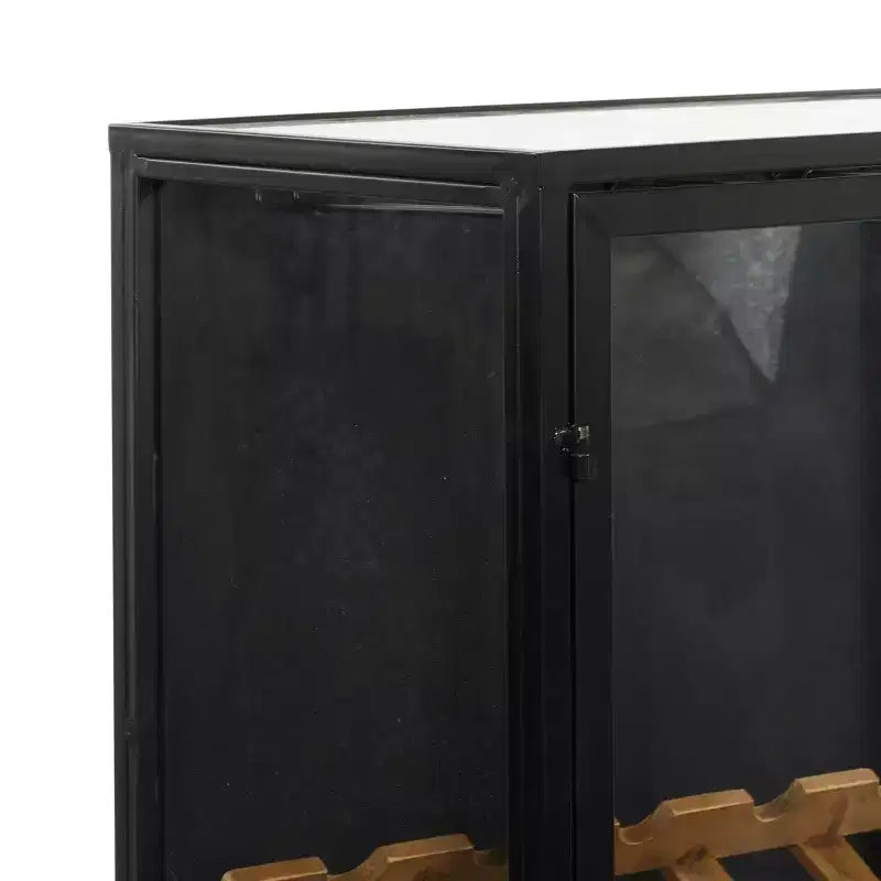 Cantinetta Portabottiglie in Legno Autoportante Contemporanea, Nera