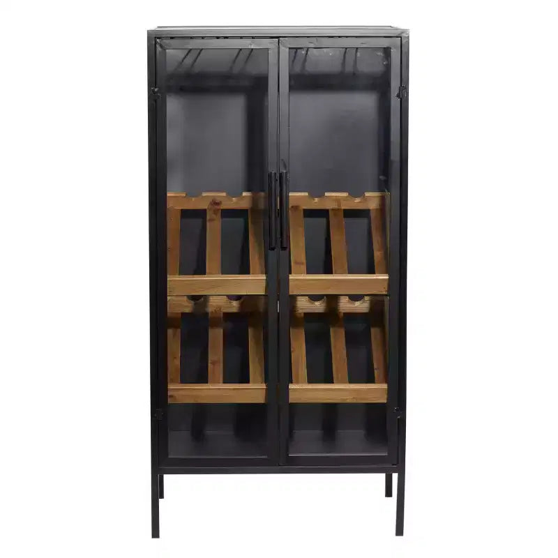 Cantinetta Portabottiglie in Legno Autoportante Contemporanea, Nera