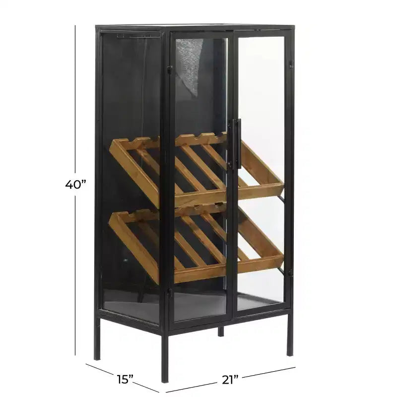 Cantinetta Portabottiglie in Legno Autoportante Contemporanea, Nera