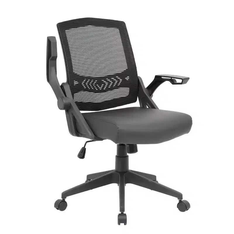 Sedia da Ufficio Girevole Mesh Flip Arm, Nera, con Alzata a Gas, Portata 125 kg