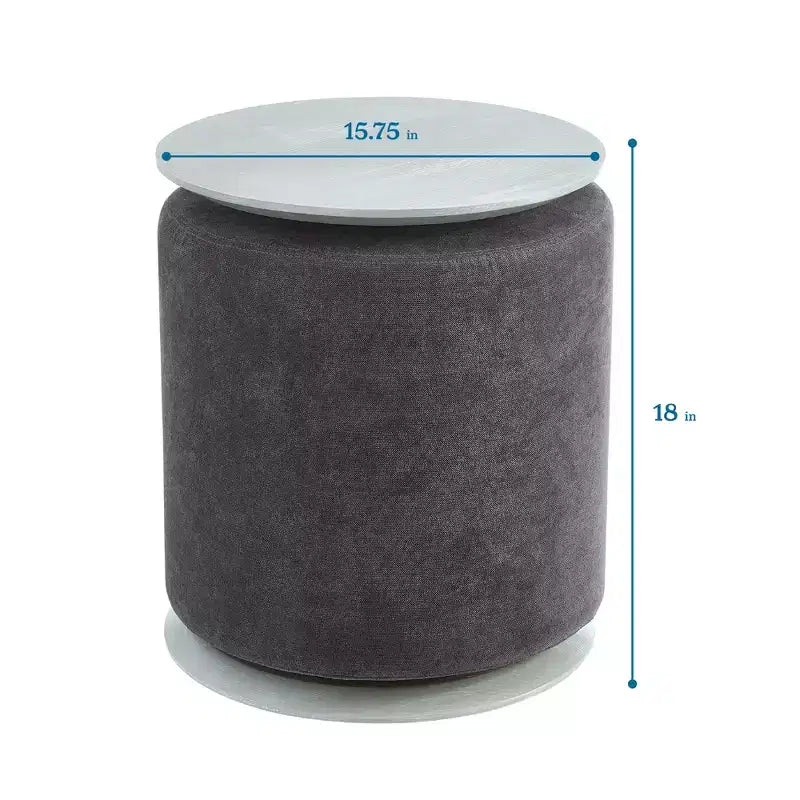 Tavolino da Caffè Ashwood con Pouf in Tessuto, Set Salotto 2 Pezzi