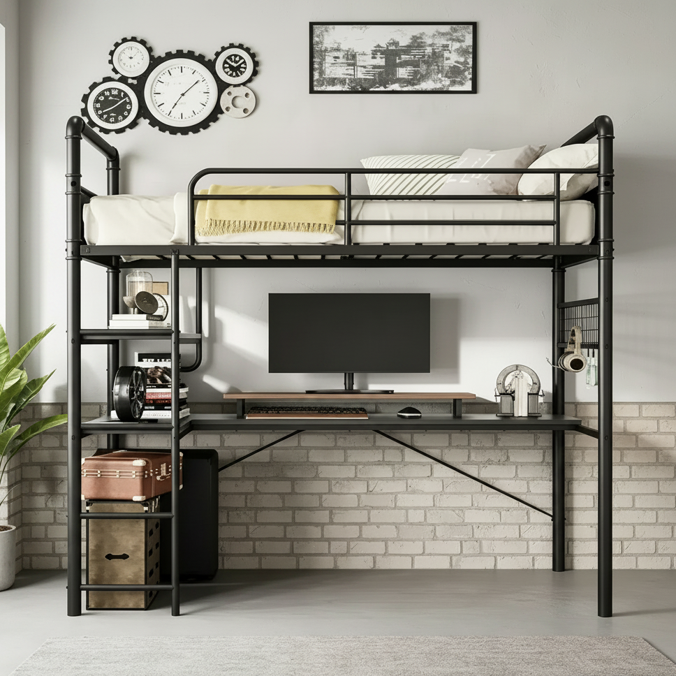 Industrial Loft Bed Wide Angle